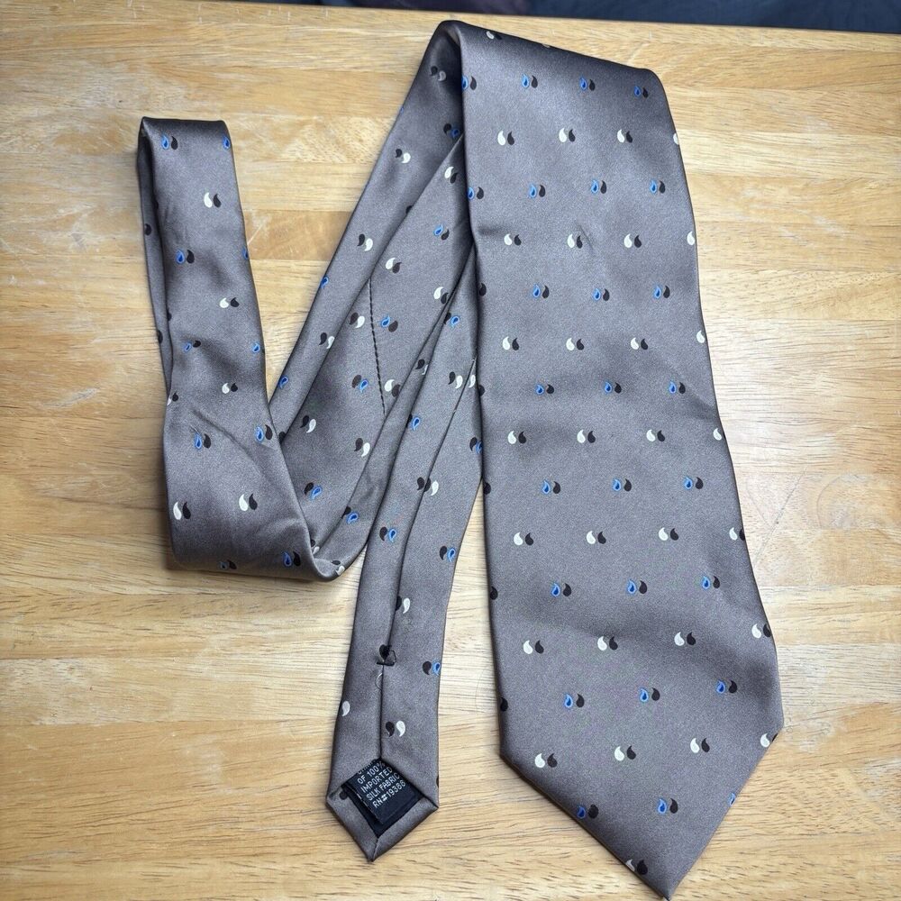 Stafford Comma/Paisley 100% Silk Men’s 60" Tie Blue Gray Black Necktie Business
